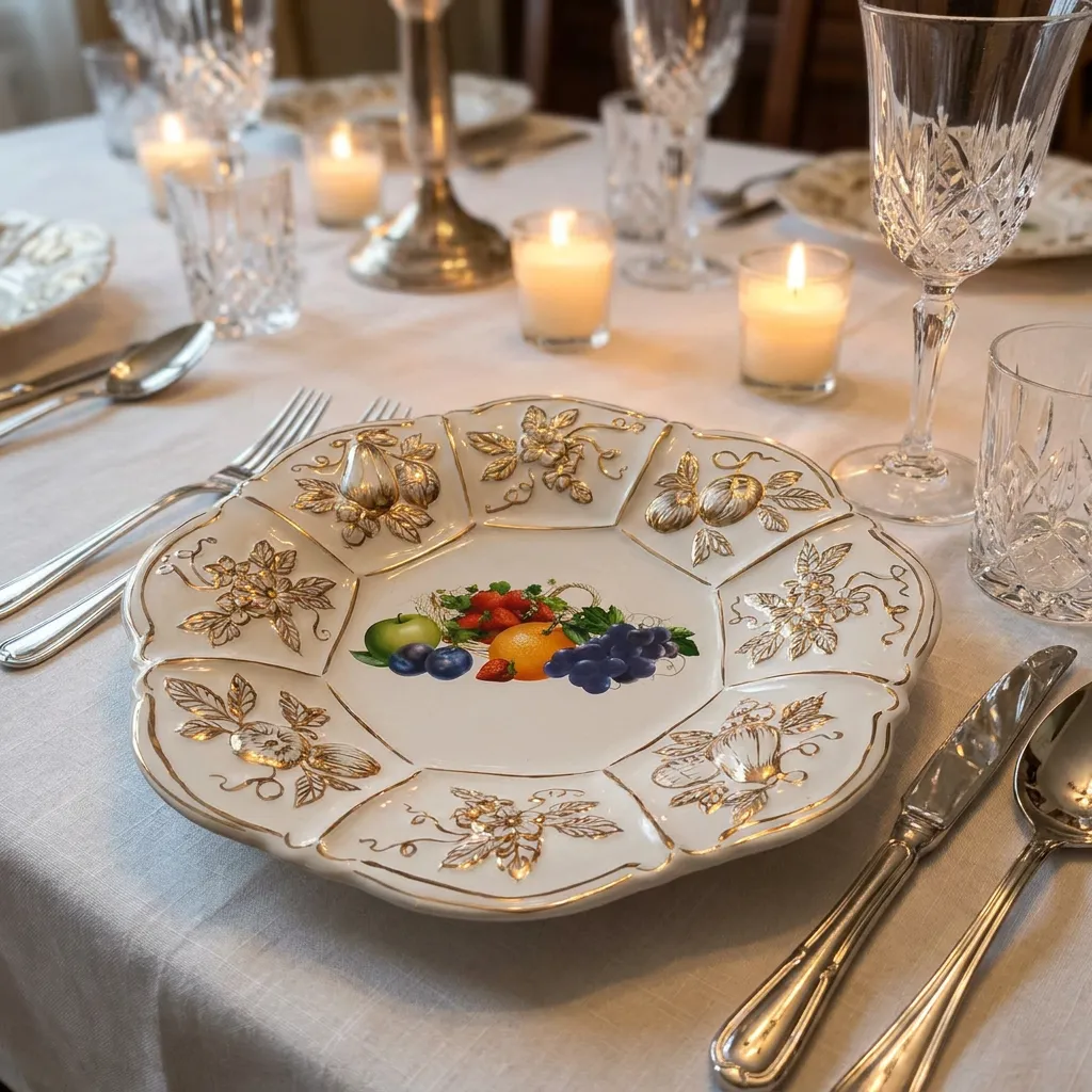 Serving Dish "Fruits" (with Gold Accents) - view 2